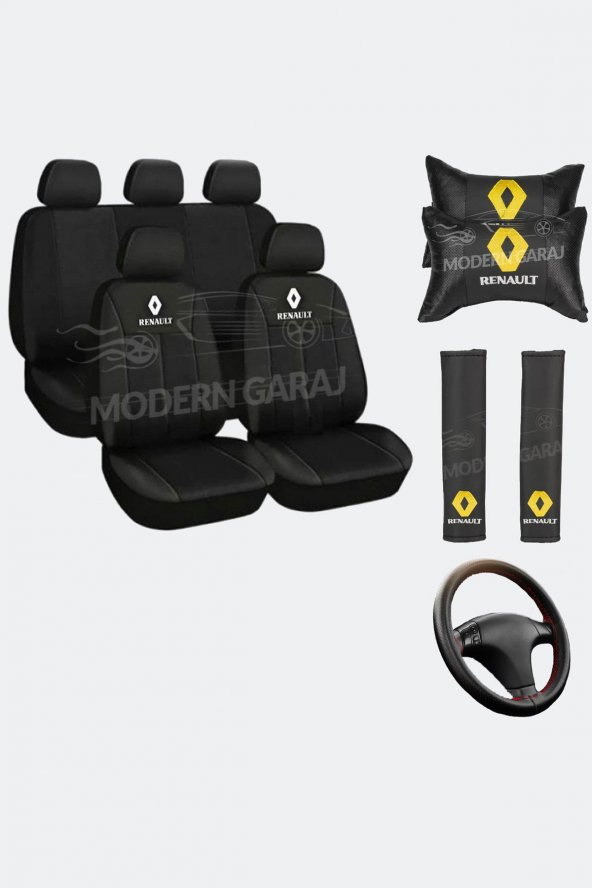 Modern Garaj Renault Logolu Siyah Oto Koltuk Kılıfı ( Megane, Clio, fluence, r9, r12, r21)