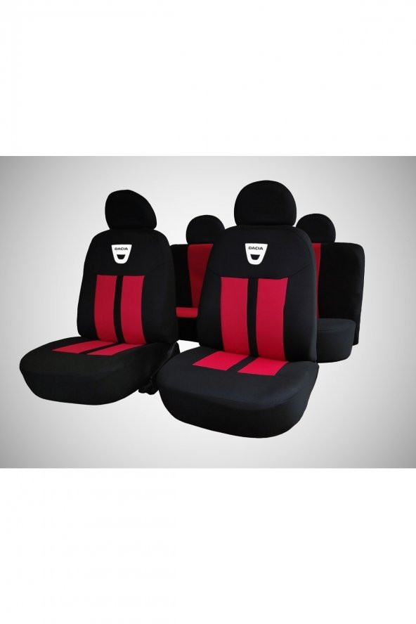 Modern Garaj Dacia Duster, Logan, Solenza, Sandero, Logolu Siyah-Kırmızı Koltuk Kılıfı ürün görseli 1