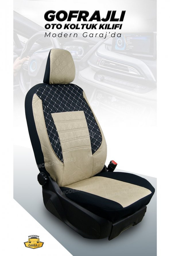 Kia Rio, Ceed, Sephia, Cerato, Gofrajlı Oto Koltuk Logolu Kılıfı Seti - Resim 2