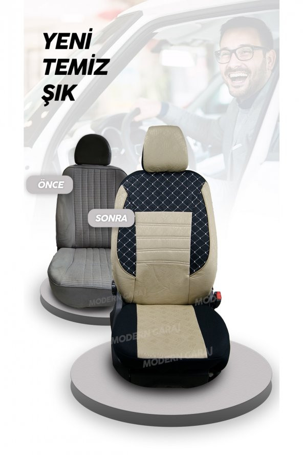 Kia Rio, Ceed, Sephia, Cerato, Gofrajlı Oto Koltuk Logolu Kılıfı Seti - Resim 4