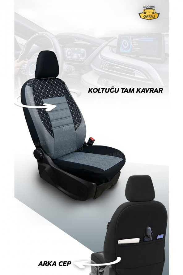 Mitsubishi Lancer, Carisma Gofrajlı Oto Koltuk Kılıfı Seti Boyun Yastığı Kemer Pedi Kon - Resim 3