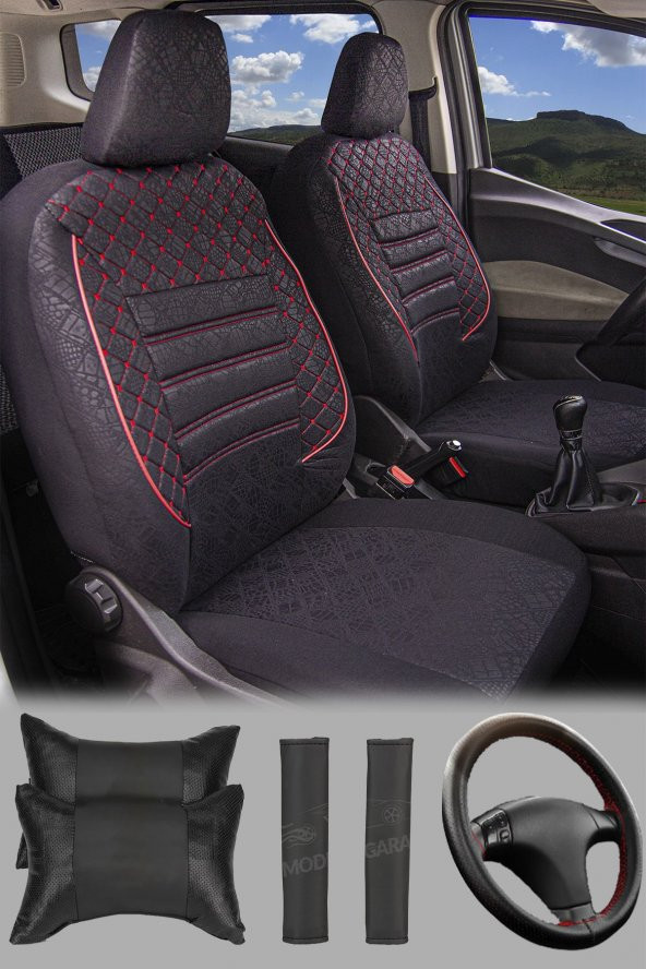 Mitsubishi Lancer, Carisma Gofrajlı Oto Koltuk Kılıfı Seti Boyun Yastığı Kemer Pedi Kon ürün görseli 1