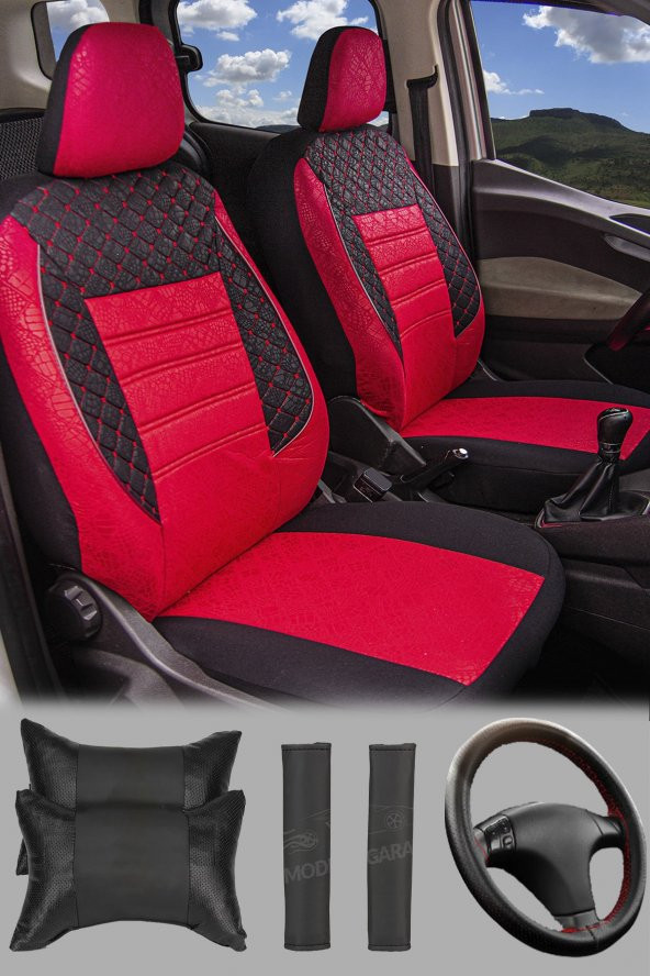 Suzuki Maruti, Swift Gofrajlı Oto Koltuk Kılıfı Seti Boyun Yastığı Kemer Pedi Direksiyo ürün görseli 1
