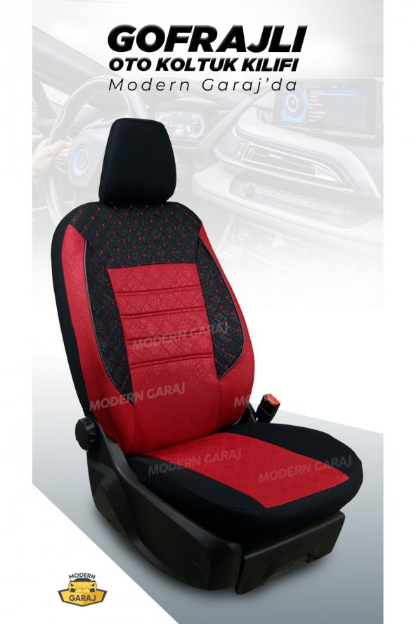 Modern Garaj Nissan Primera Gofrajlı Oto Koltuk Logolu Kılıfı Seti - Resim 2