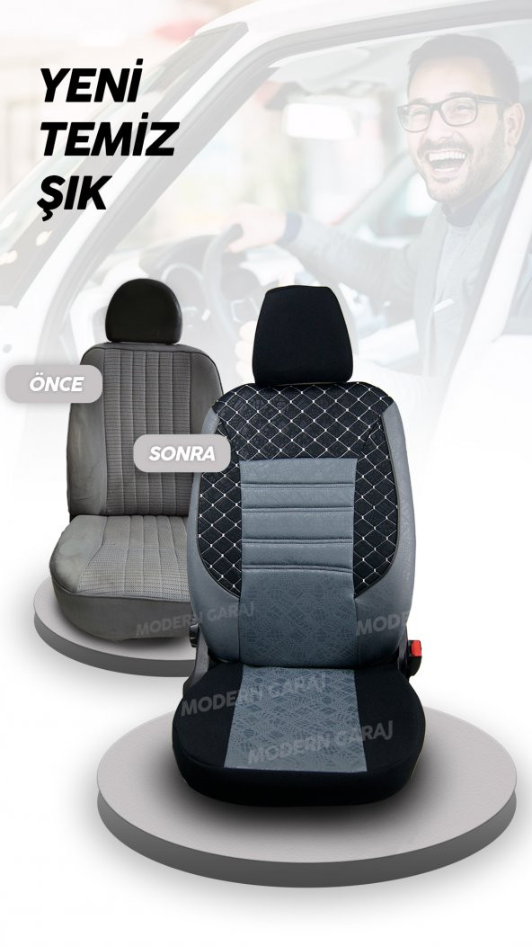 Modern Garaj Nissan Almera, Primera, Sunny Gofrajlı Oto Koltuk Kılıfı Seti - 4