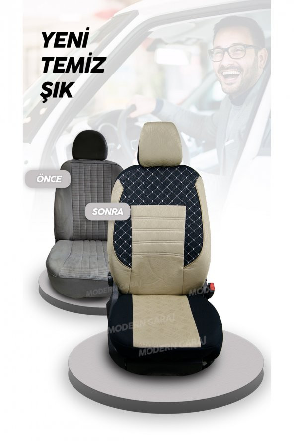 Modern Garaj Mitsubishi Gofrajlı Oto Koltuk Logolu Kılıfı Seti - Resim 4