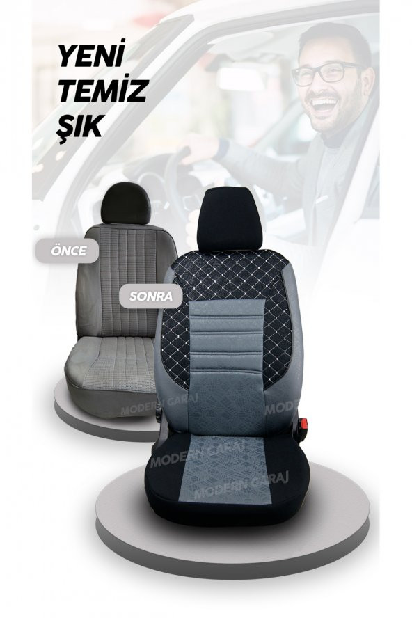 Modern Garaj Mitsubishi Gofrajlı Oto Koltuk Logolu Kılıfı Seti - Resim 4