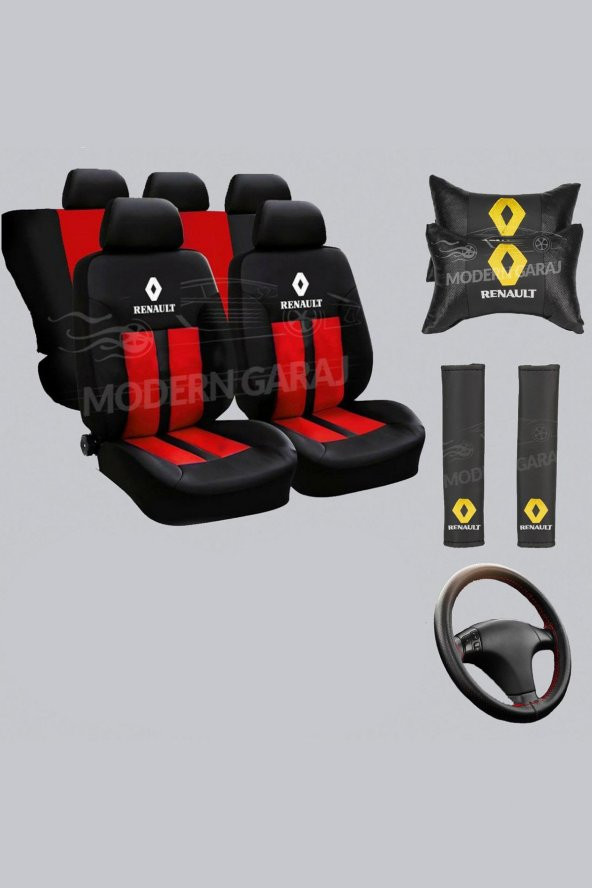 Modern Garaj Renault R9 BROADWAY, R12 TOROS, R11, R19 EUROPA Oto Koltuk Kılıf Seti Ekospor Kırmızı