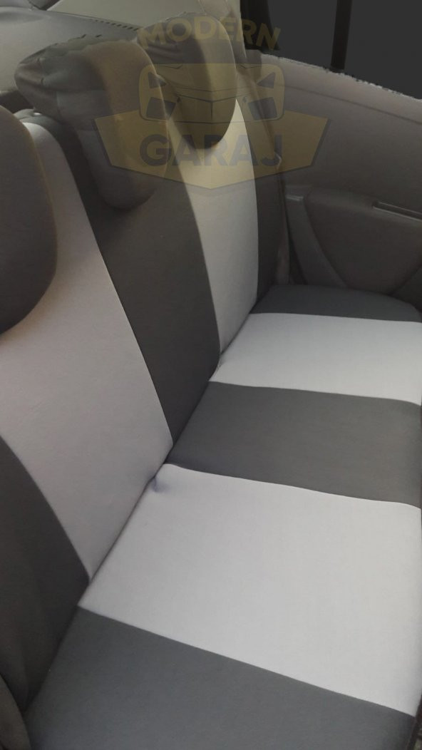 Modern Garaj Renault Clio 1-2-3-4, Symbol Uyumlu Oto Koltuk Kılıfı Seti EkoSport Gri - Resim 2