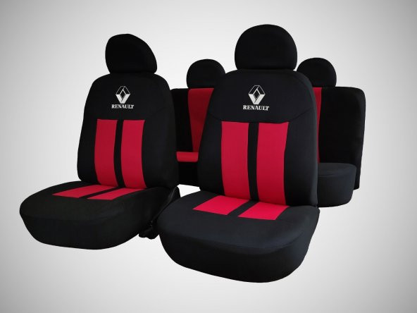 Modern Garaj Renault Clio 1-2-3-4, Symbol Uyumlu Oto Koltuk Kılıfı Seti EkoSport Kırmızı