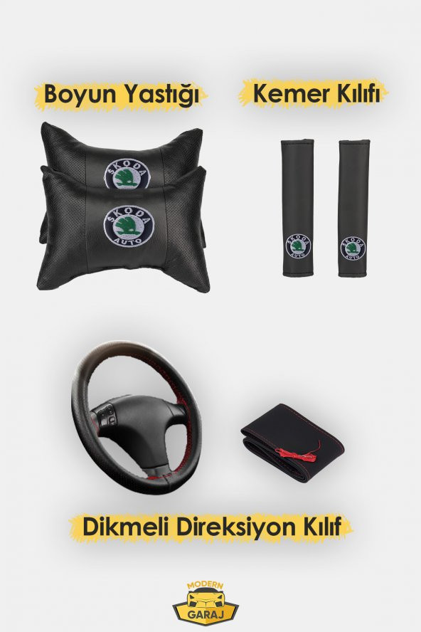 Modern Garaj Skoda Fabia Gofrajlı Oto Koltuk Logolu Kılıfı Seti - 5