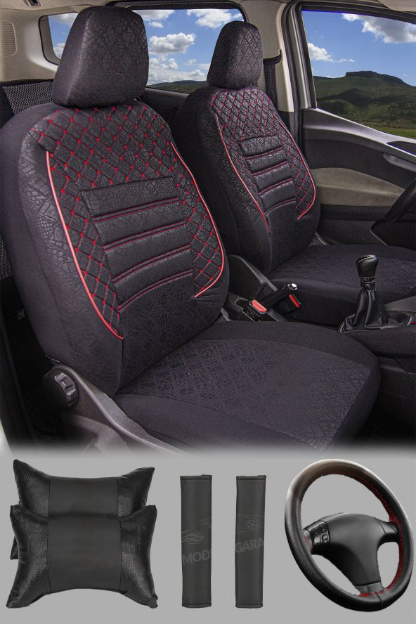 Modern Garaj Toyota Corolla Gofrajlı Oto Koltuk Logolu Kılıfı Seti ürün görseli 1