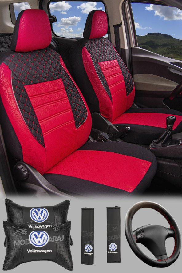 Modern Garaj Volkswagen Golf, Polo, Bora Gofrajlı Oto Koltuk  Kılıfı Seti gofsetkırmızı ürün görseli 1