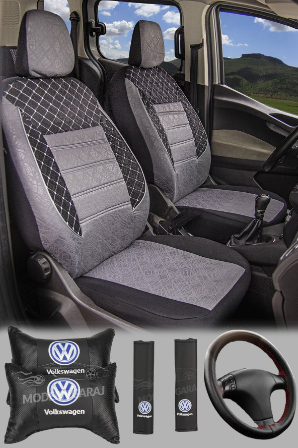 Modern Garaj Volkswagen Golf, Polo, Bora Gofrajlı Oto Koltuk  Kılıfı Seti GofSetgri ürün görseli 1