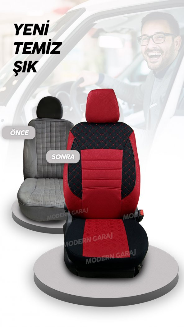 Modern Garaj Yaris, AE101 Corolla, Avensis  Gofrajlı Oto Koltuk Logolu Kılıfı Seti - 4