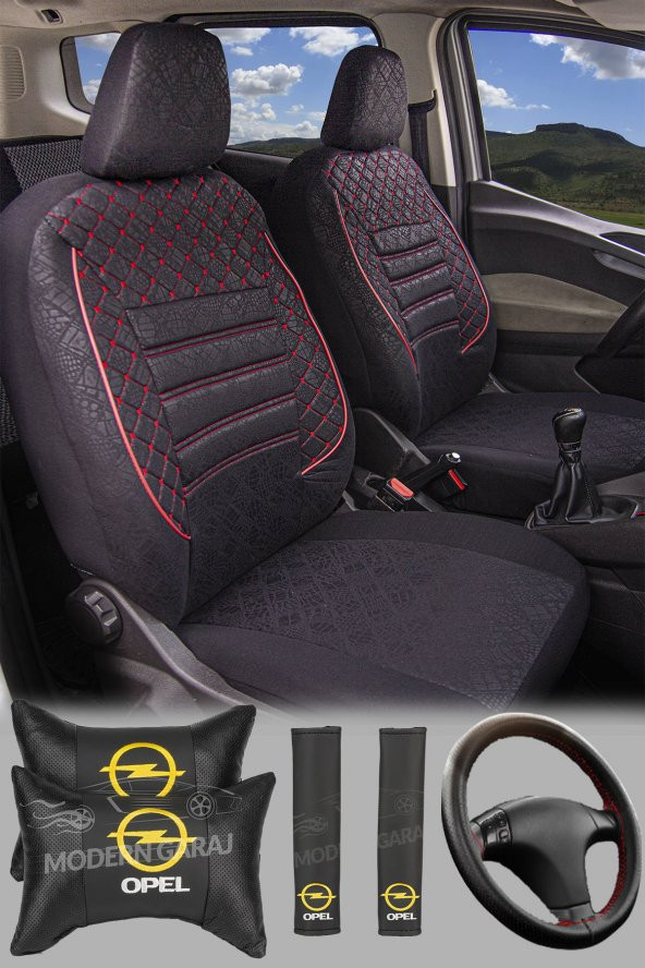 Modern Garaj Opel Combo Gofrajlı Oto Koltuk Logolu Kılıfı Seti - Resim 2