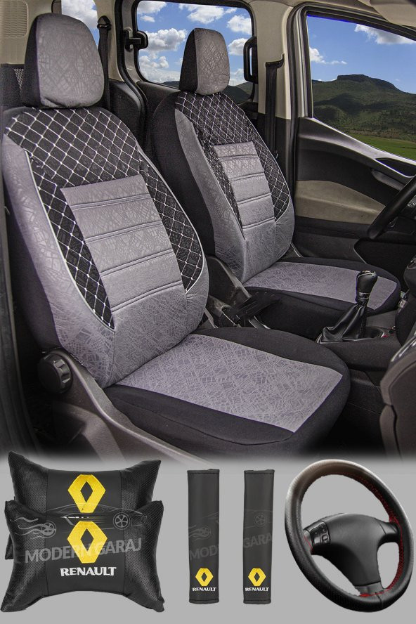 Modern Garaj Renault Megane 1-2-3, Fluence Uyumlu Gofrajlı Oto KoltuK Kılıfı Seti ürün görseli 1