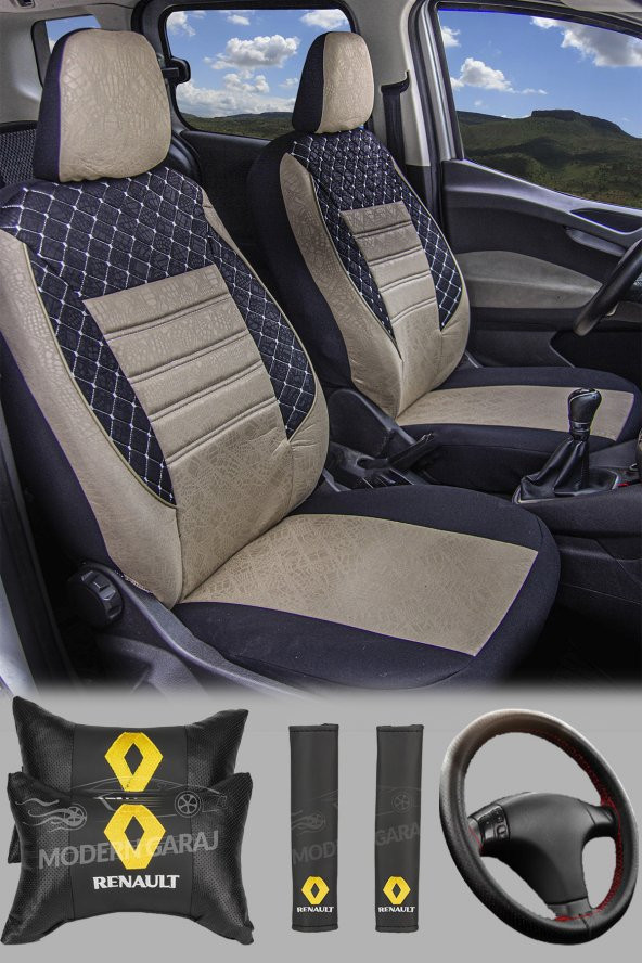 Modern Garaj Renault R9 BROADWAY R12 TOROS, R11 FLASH, R19 EUROPA Gofrajlı Oto Koltuk  Kılıfı Seti