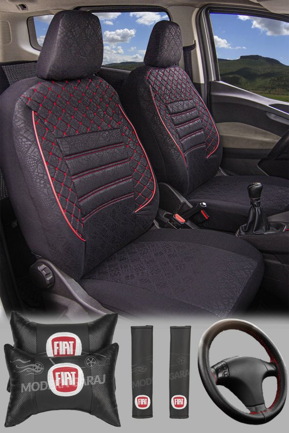Modern Garaj Fiat Tempra Gofrajlı Oto Koltuk Logolu Kılıfı Seti - Resim 2
