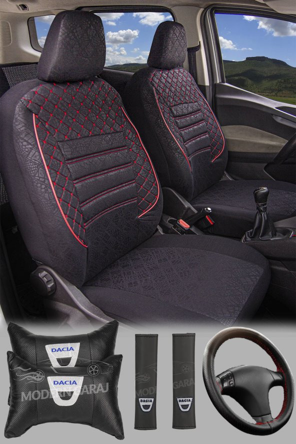 ModernGaraj Dacia Duster, Sandero, Logan, Solenza Uyumlu Yastık Kemer Gof Oto Koltuk KılıfSeti ürün görseli 1