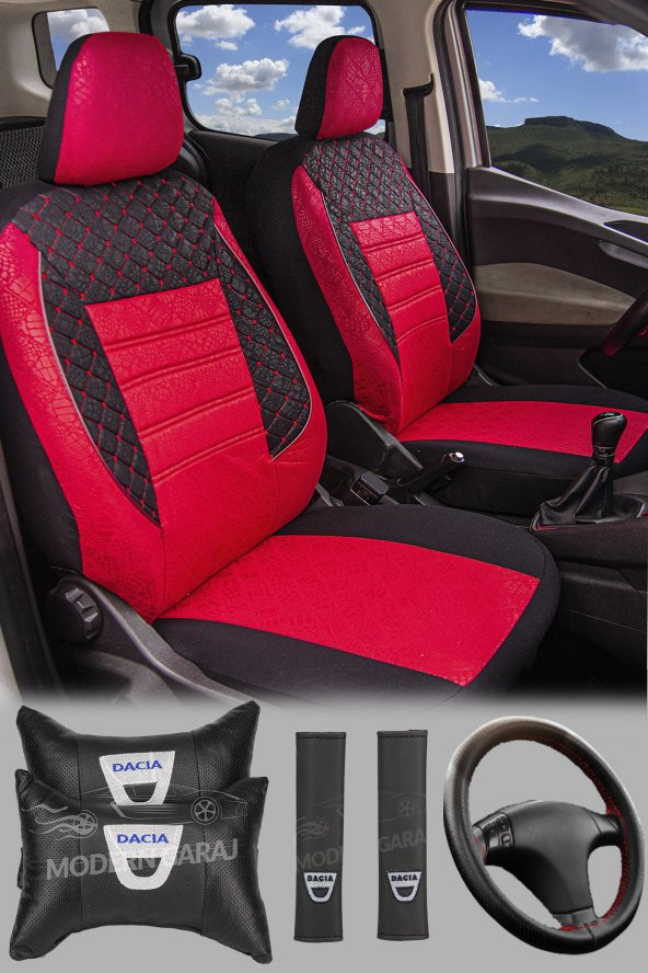 ModernGaraj Dacia Duster, Sandero, Logan, Solenza Uyumlu Yastık Kemer Gof Oto Koltuk KılıfSeti - 1