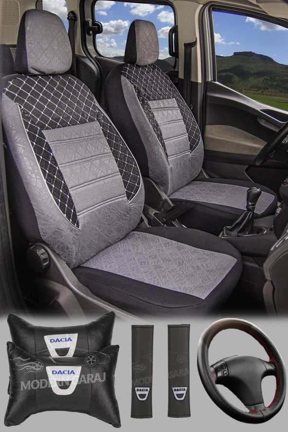 ModernGaraj Dacia Duster, Sandero, Logan, Solenza Uyumlu Yastık Kemer Gof Oto Koltuk KılıfSeti ürün görseli 1