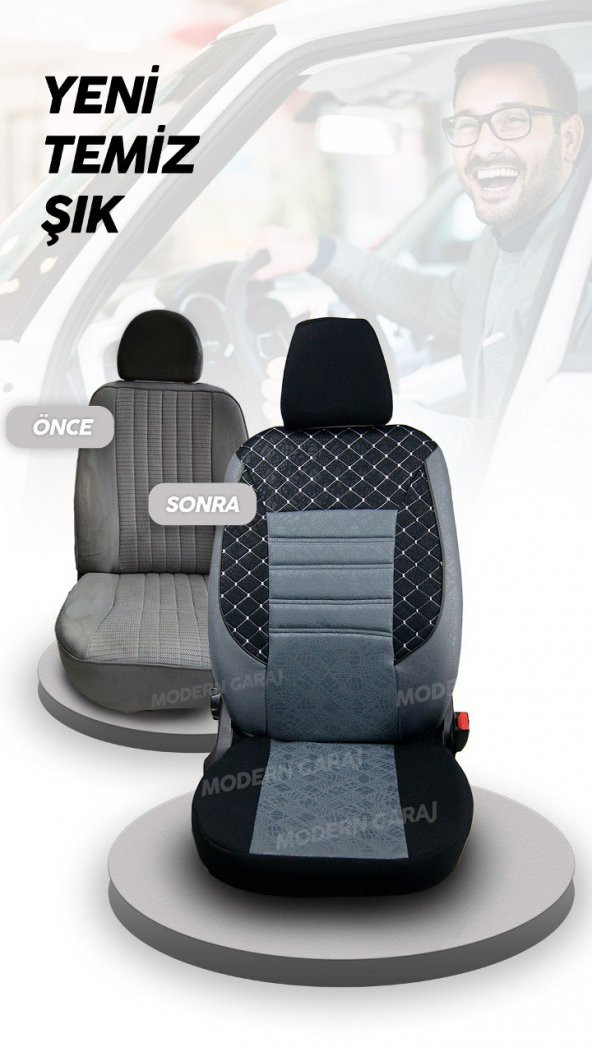Modern Garaj Peugeot Gofrajlı Oto Koltuk Logolu Kılıfı Seti - Resim 4