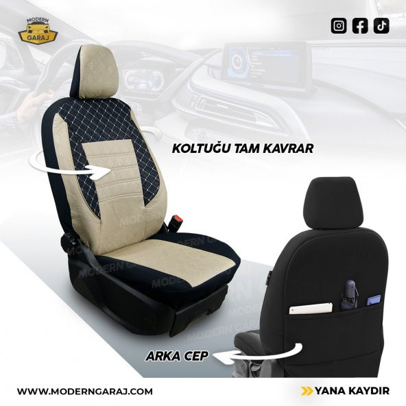 Oto Koltuk Kılıfı Krem Oto Kılıf Universal Kılıf - 3