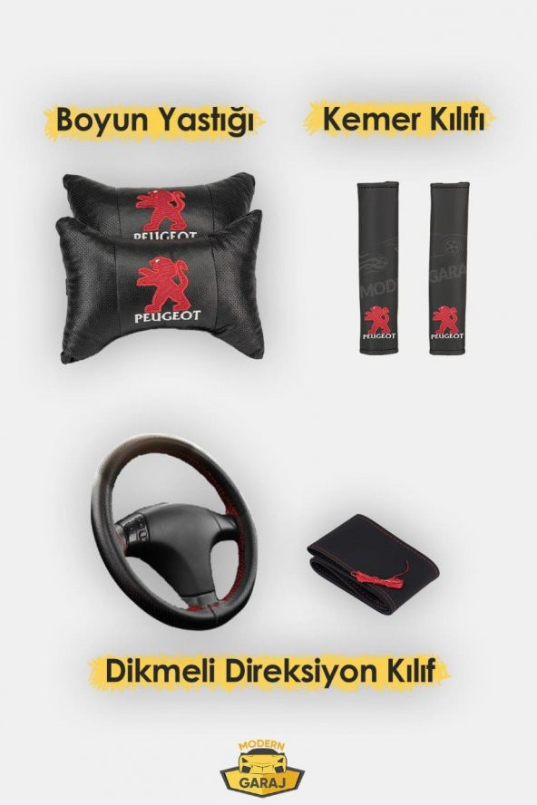 Peugeot Koltuk Kılıfı Peugeot Boyun Yastığı Peugeot Kemer Pedi Pejo Dikmeli Direksiyon Kılıfı - 4