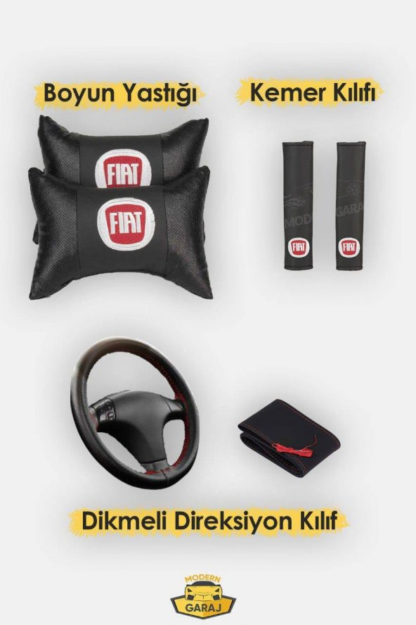 Fiat Koltuk Kılıfı Fiat Boyun Yastığı Fiat Kemer Pedi Fiat Dikmeli Direksiyon Kılıfı - Resim 3