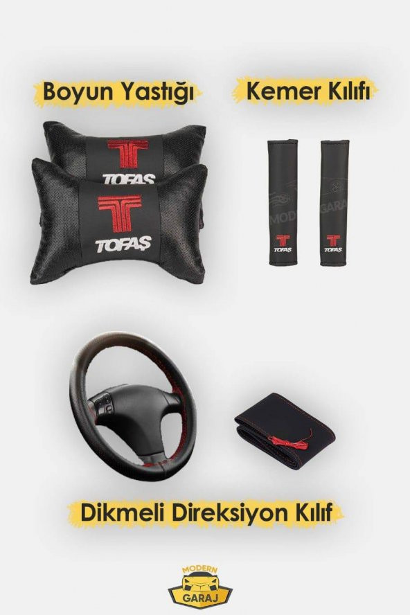 Tofaş Koltuk Kılıfı Tofaş Boyun Yastığı Tofaş Kemer Pedi Tofaş Dikmeli Direksiyon Kılıfı - Resim 4