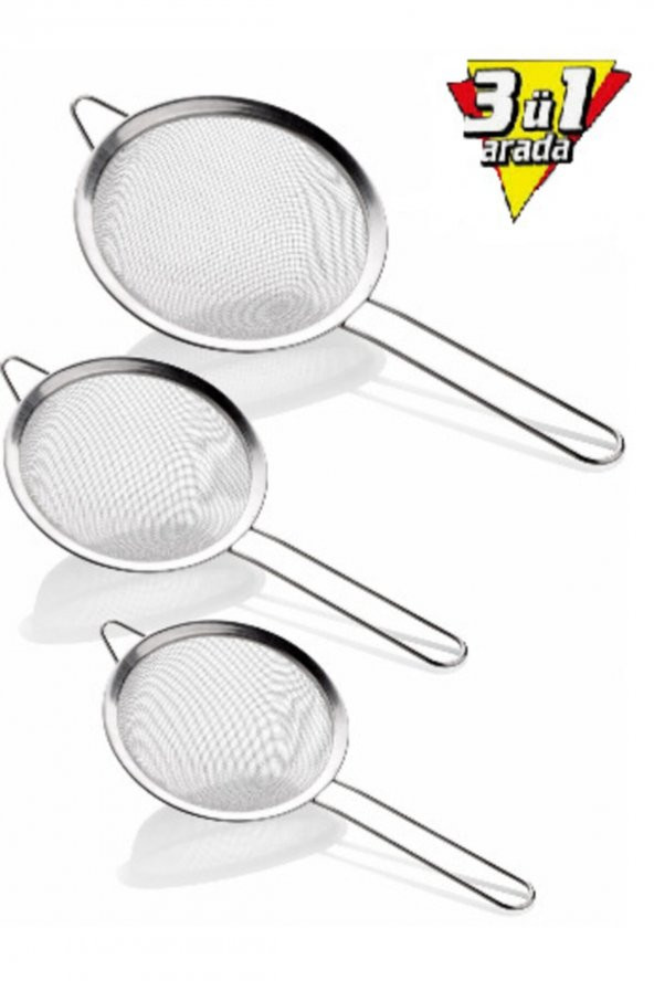 Paslanmaz Çelik Süzgeç 3 Lü (12cm 14cm 16cm) ürün görseli