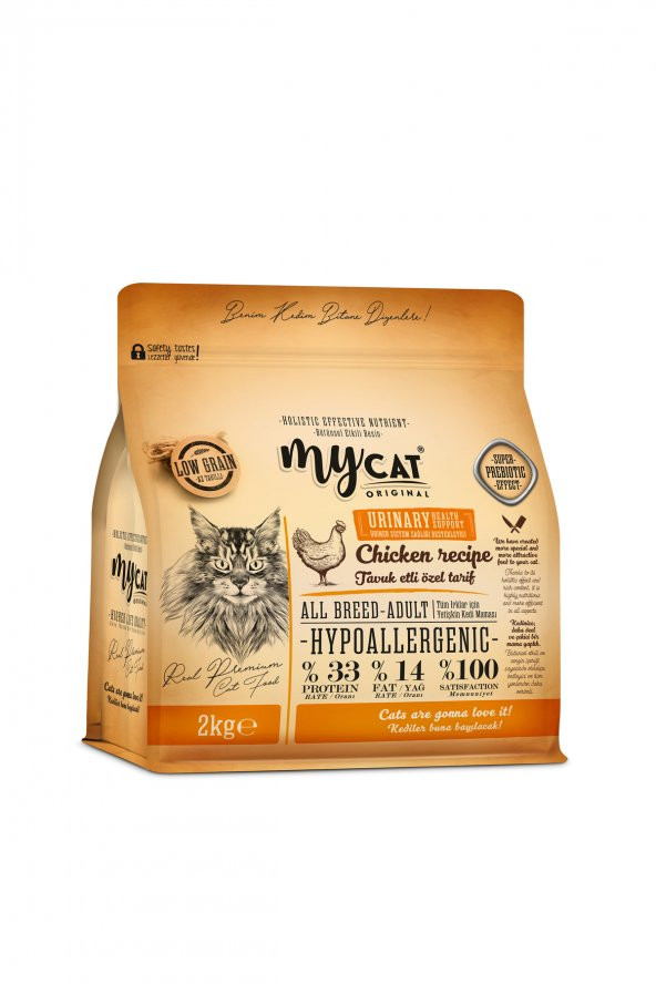 mycat original hypoallergenic urinary tavuk etli all breed-tüm ırklar için kedi maması (2kg)