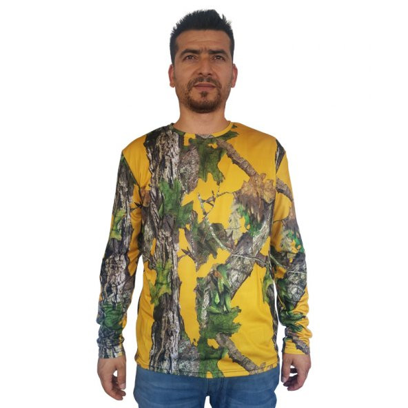 Antler 3D Sarı Orman Desenli Micro Sweatshirt