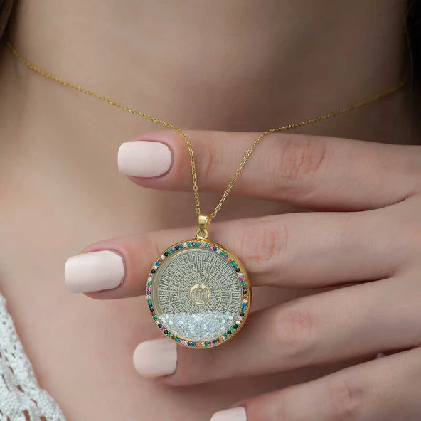 Gümüş Miks Taşlı Esmaül Hüsna Bayan Kolye SL3773 - Resim 2