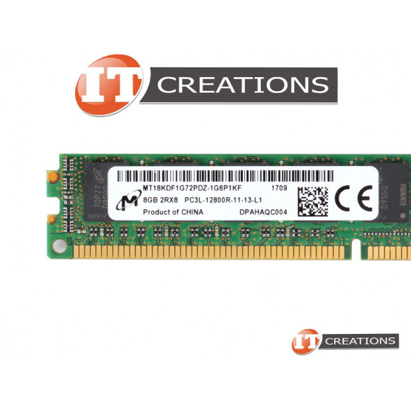 MICRON 8GB PC3L-12800R DDR3-1600 REGISTERED ECC 2RX8 CL11 240 PIN 1.35V MT18KDF1G72PDZ-1G6P1KF SERVER RAM BELLEK - 1