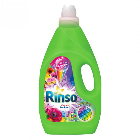 Rinso Sıvı Çamaşır Deterjanı Aloe Vera Renkiler İçin Renk Bakım Sağlayıcı ve Renk Koruyucu 3 LT
