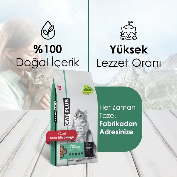CatPlus Düşük Tahıllı Hipoalerjenik Tavuklu Hamsili Yetişkin Kedi Maması 15 Kg - 3