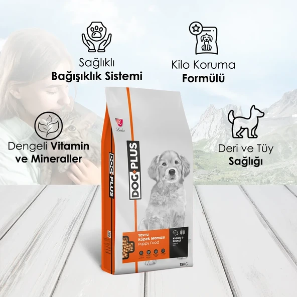 DogPlus Kuzu Etli Pirinçli Yavru Köpek Maması 15 Kg - 3