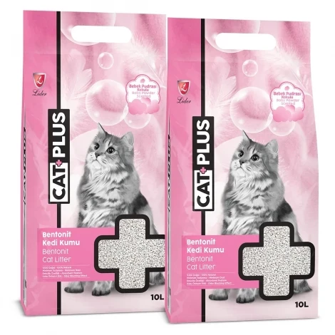 CatPlus Bebek Pudralı Kedi Kumu 10 Lt x 2 Adet