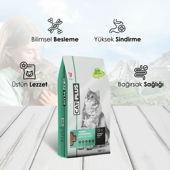 CatPlus Düşük Tahıllı Hipoalerjenik Tavuklu Hamsili Yetişkin Kedi Maması 1,5 Kg x 3 Adet - 4