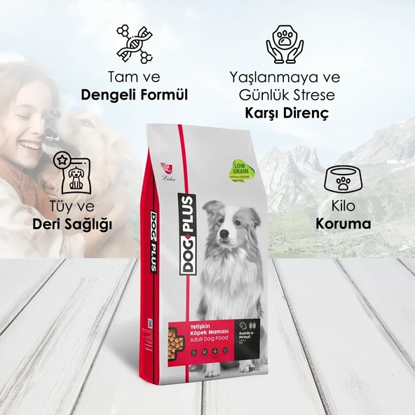 DogPlus Düşük Tahıllı Hipoalerjenik Kuzu Etli Pirinçli Yetişkin Köpek Maması 15 Kg - 4