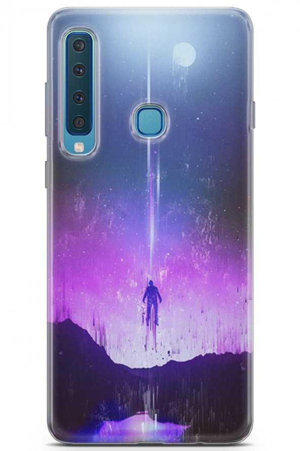 Samsung Galaxy A9 2018 Kılıf Seri Moon 07 Yağmur Desenli Kılıf Beyaz