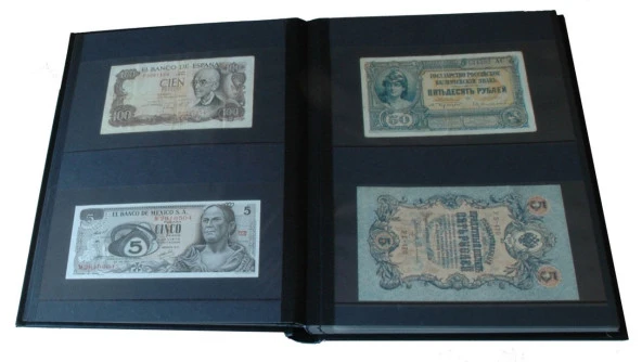 Leuchtturm Asitsiz Lüks Kağıt Para Albümü, Siyah Zemin, - 3