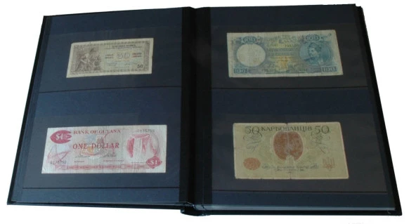 Leuchtturm Asitsiz Lüks Kağıt Para Albümü, Siyah Zemin, - 4