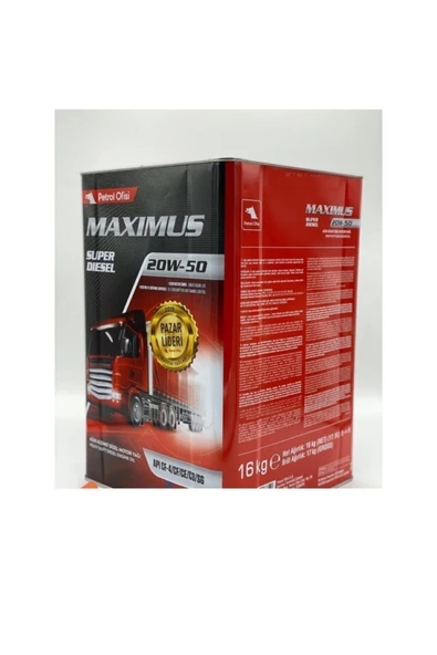 Petrol Ofisi Maximus Süper Diesel 20w50 18 Litre (16 Kg)