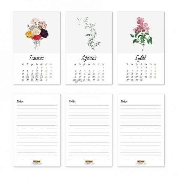 Vintage Çiçekli Masa Takvimi - 4