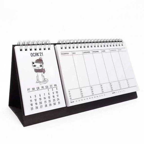 Haftalık Planlayıcı Masa Takvimi - Kediler