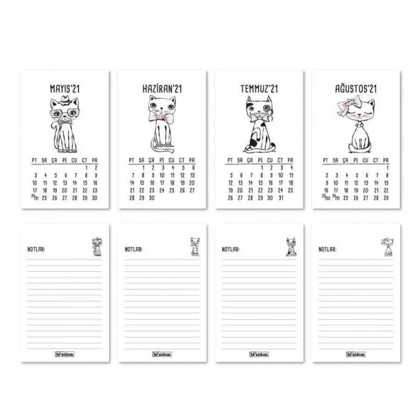 Haftalık Planlayıcı Masa Takvimi - Kediler - 3