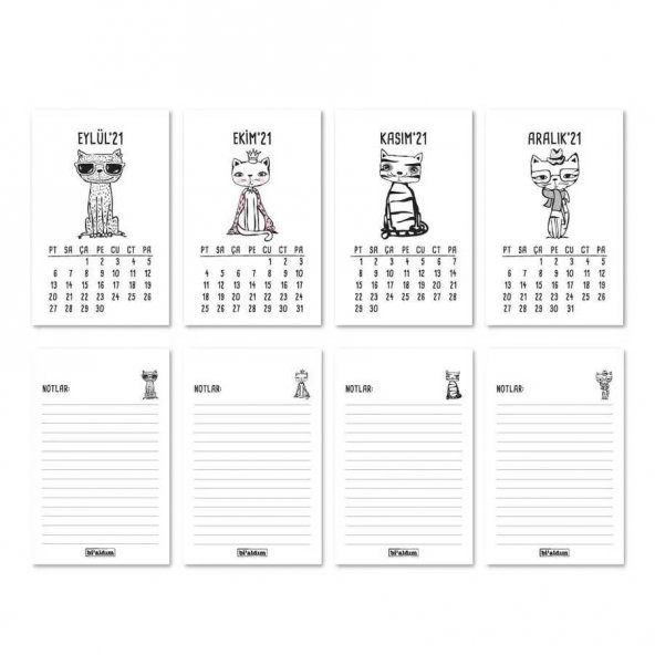 Haftalık Planlayıcı Masa Takvimi - Kediler - 4